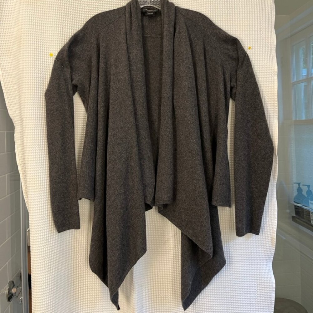 Lord & Taylor 100% Cashmere Open Front Gray Cardigan Raglan Womens Large